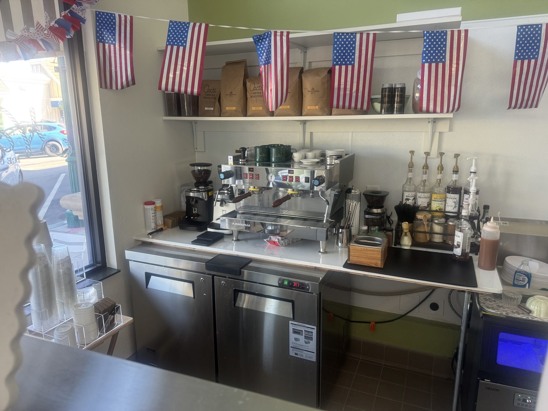 The espresso bar inside Nana's Ice Cream