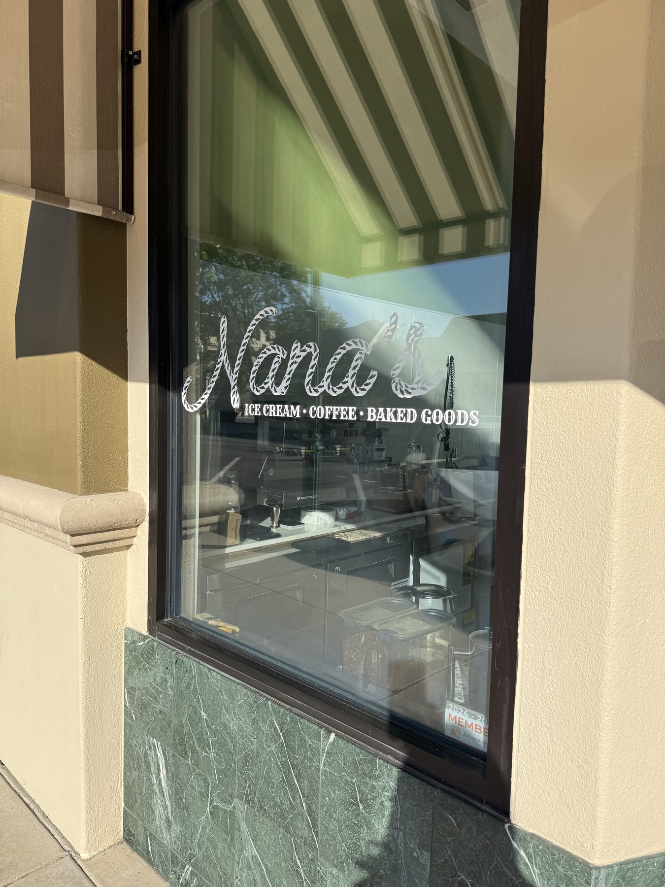 Nana's Ice Cream storefront window in Atascadero