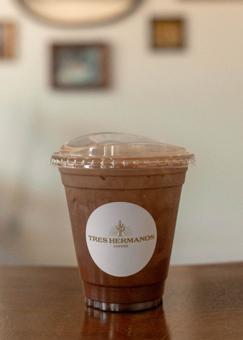 Iced Mexican mocha in a branded cup